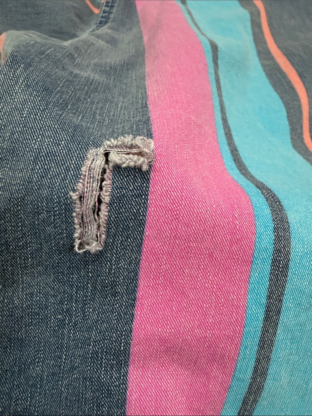 Vtg 90’s Wrangler Brush Popper Button Up Long Sleeve Pink Turquoise Blue Orange - Picture 16 of 16